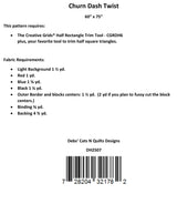 Back of the Churn Dash Twist Quilt Pattern by Deb's Cats N Quilts