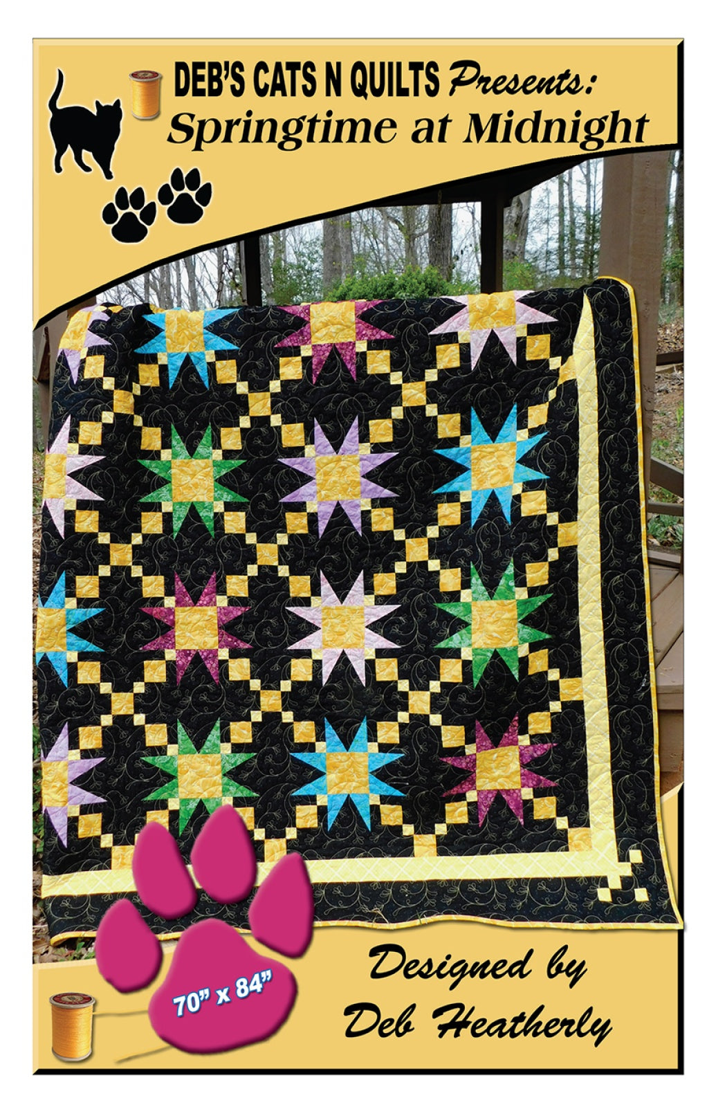 Springtime at Midnight Quilt Pattern by Deb's Cats N Quilts