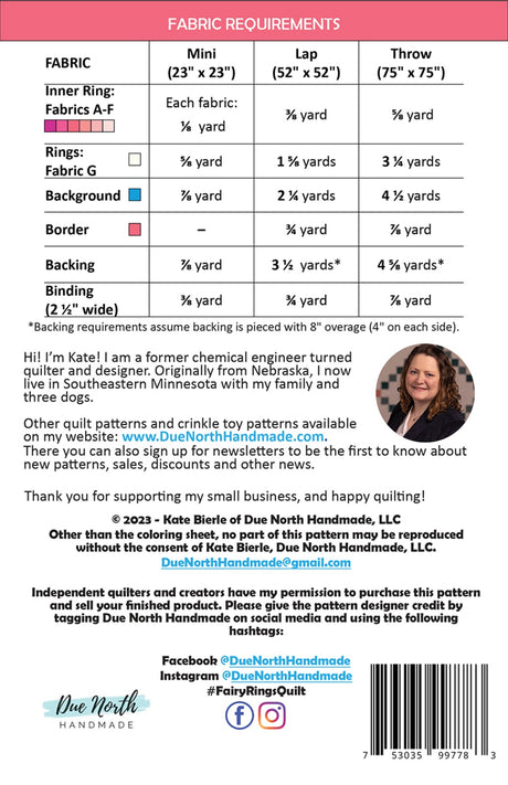 Back of the Fairy Rings Quilt Pattern by Due North Handmade LLC