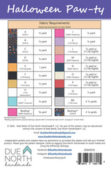 Back of the Halloween Paw-ty Quilt Pattern by Due North Handmade LLC