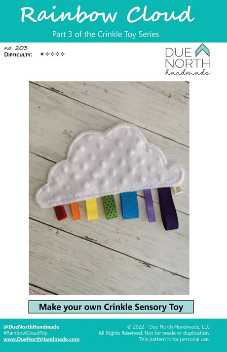 Rainbow Cloud Crinkle Toy Pattern by Due North Handmade LLC