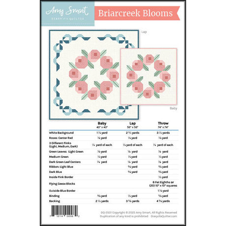 Back of the Briarcreek Blooms Quilt Pattern by Diary of a Quilter