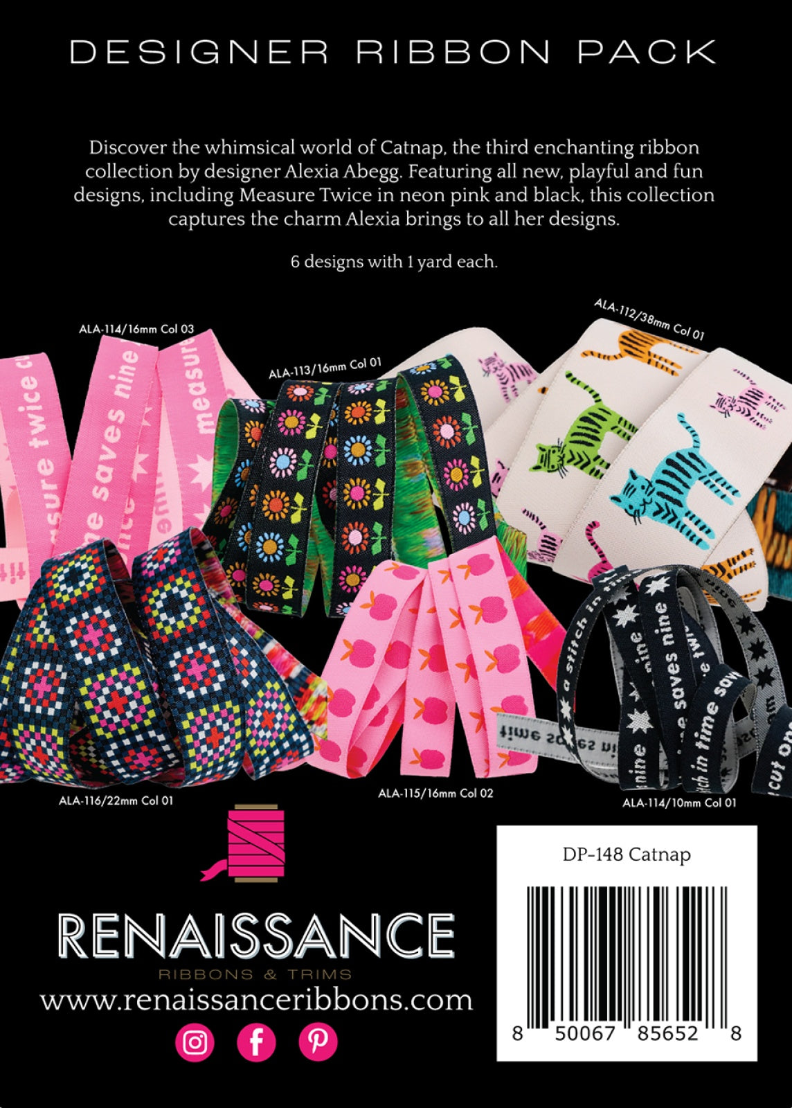 Back of the Catnap Designer Pack by Renaissance Ribbons Inc