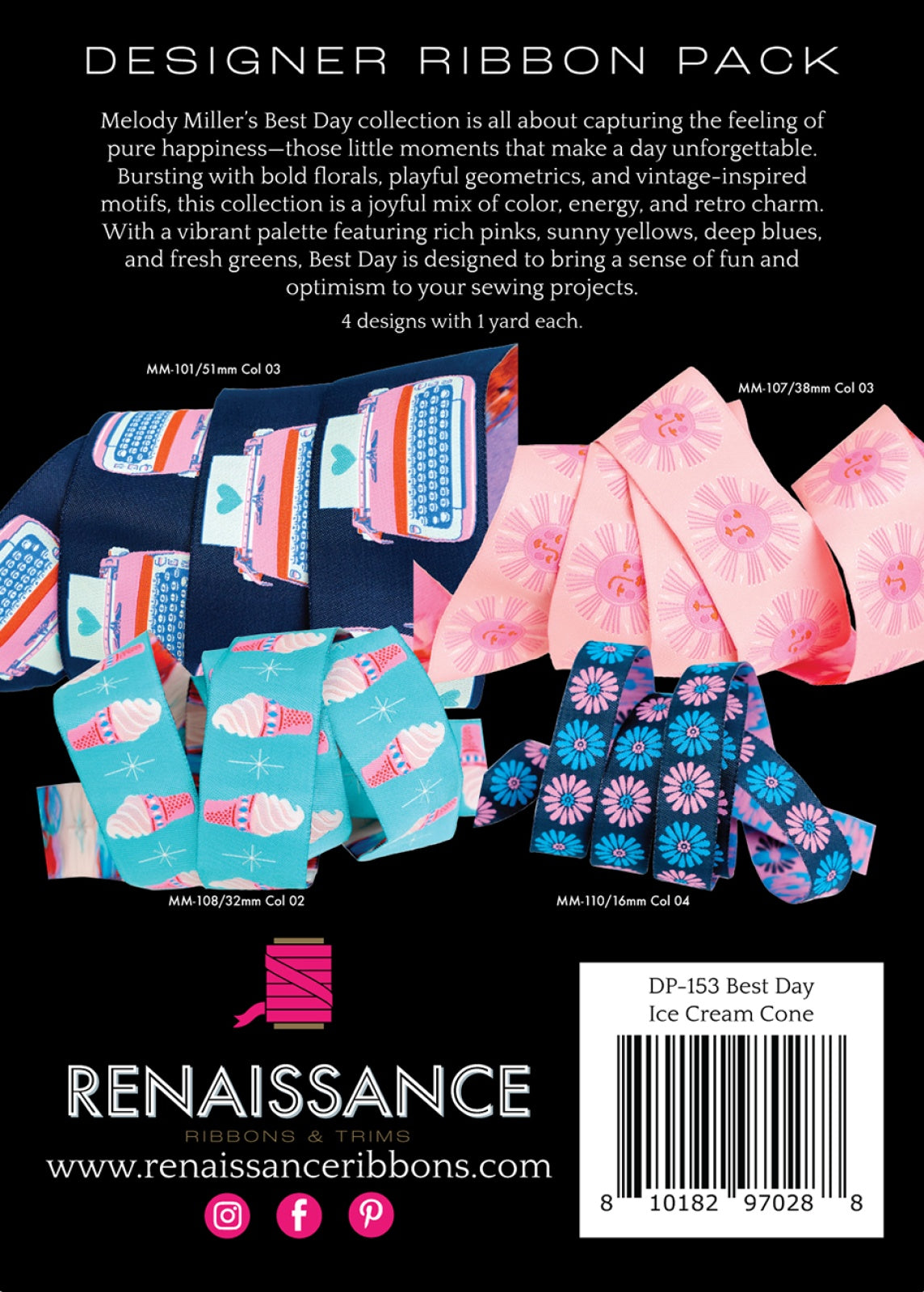 Back of the Best Day Designer Pack - Ice Cream Sundae by Renaissance Ribbons Inc