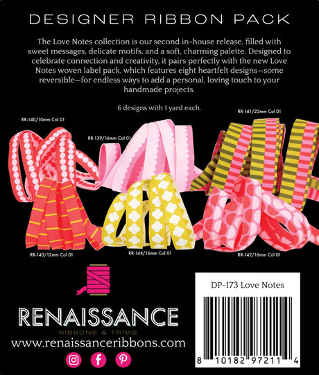 Back of the Love Notes Designer Pack by Renaissance Ribbons Inc