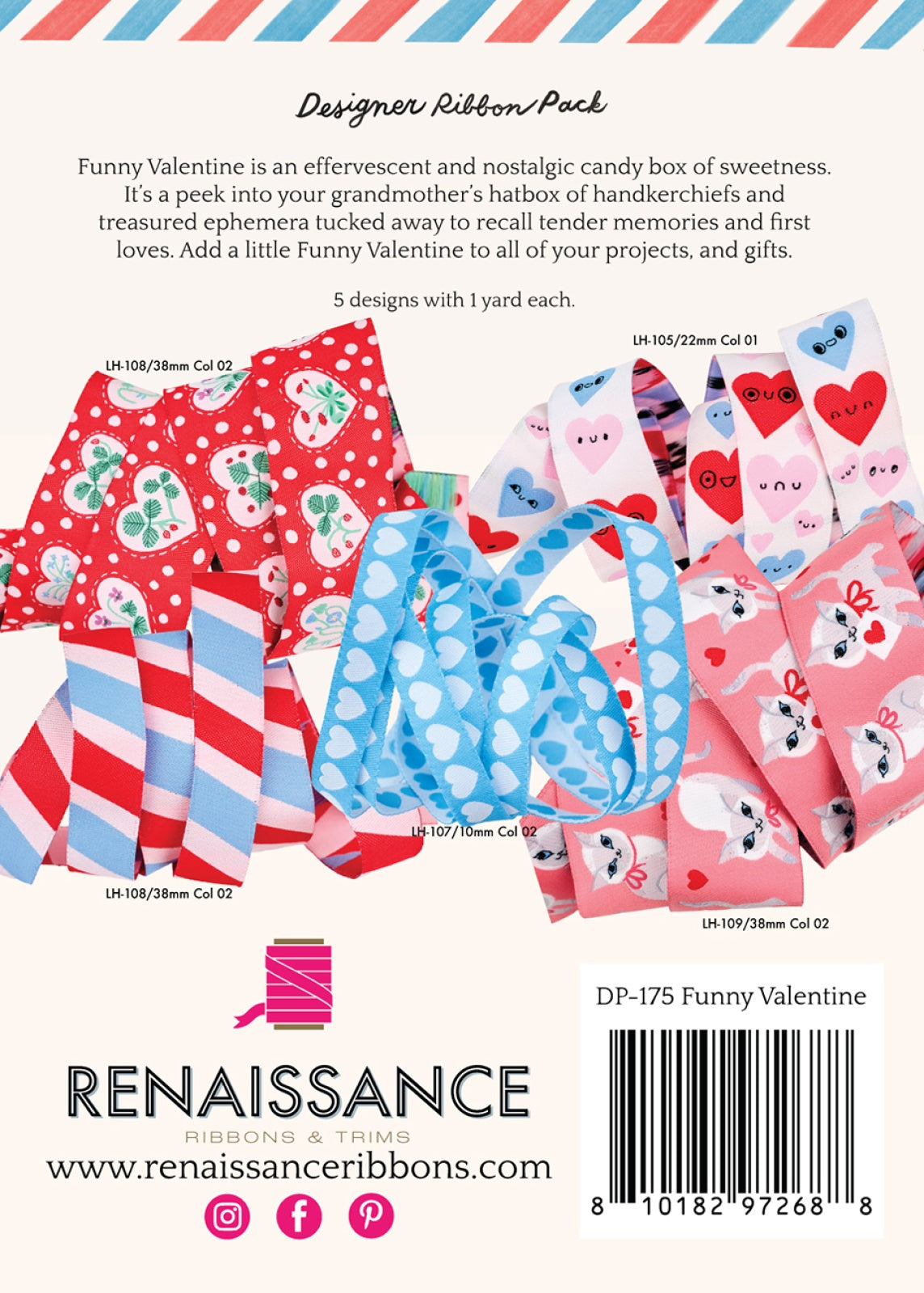 Back of the Funny Valentine Designer Pack by Renaissance Ribbons Inc