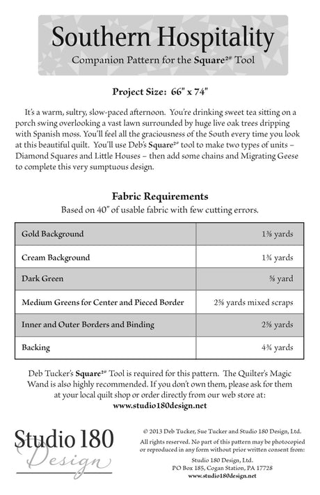 Back of the Southern Hospitality Quilt Pattern by Studio 180 Designs