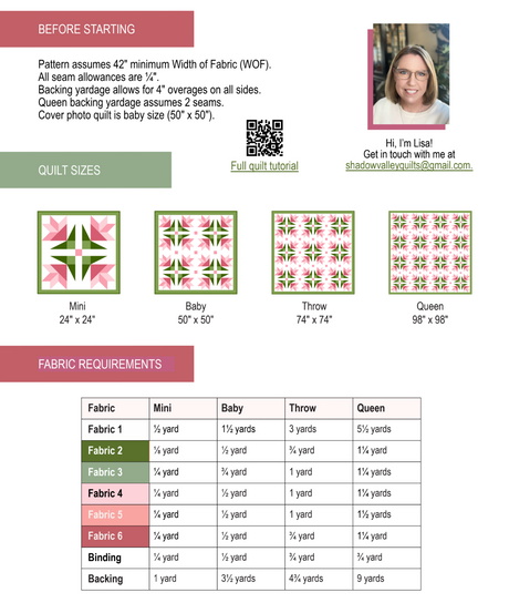 Dancing Lilies Downloadable Pattern by Shadow Valley Quilts 