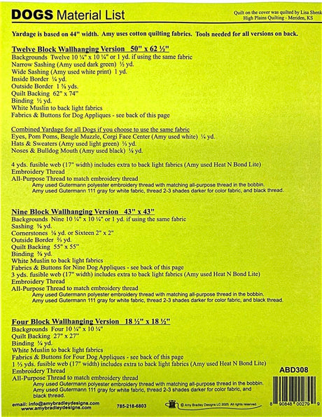 Back of the DogsDownloadable Pattern by Amy Bradley Designs