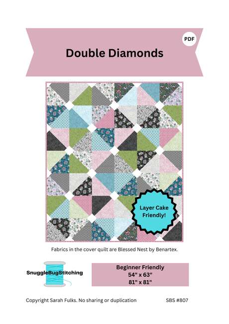 Double Diamonds Downloadable Pattern by Snuggle Bug Stitching