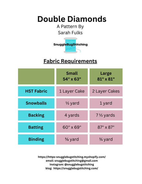 Back of the Double Diamonds Downloadable Pattern by Snuggle Bug Stitching