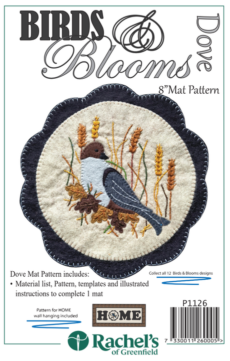Dove Mat Downloadable Pattern - Rachels of Greenfield - 14" x 33"