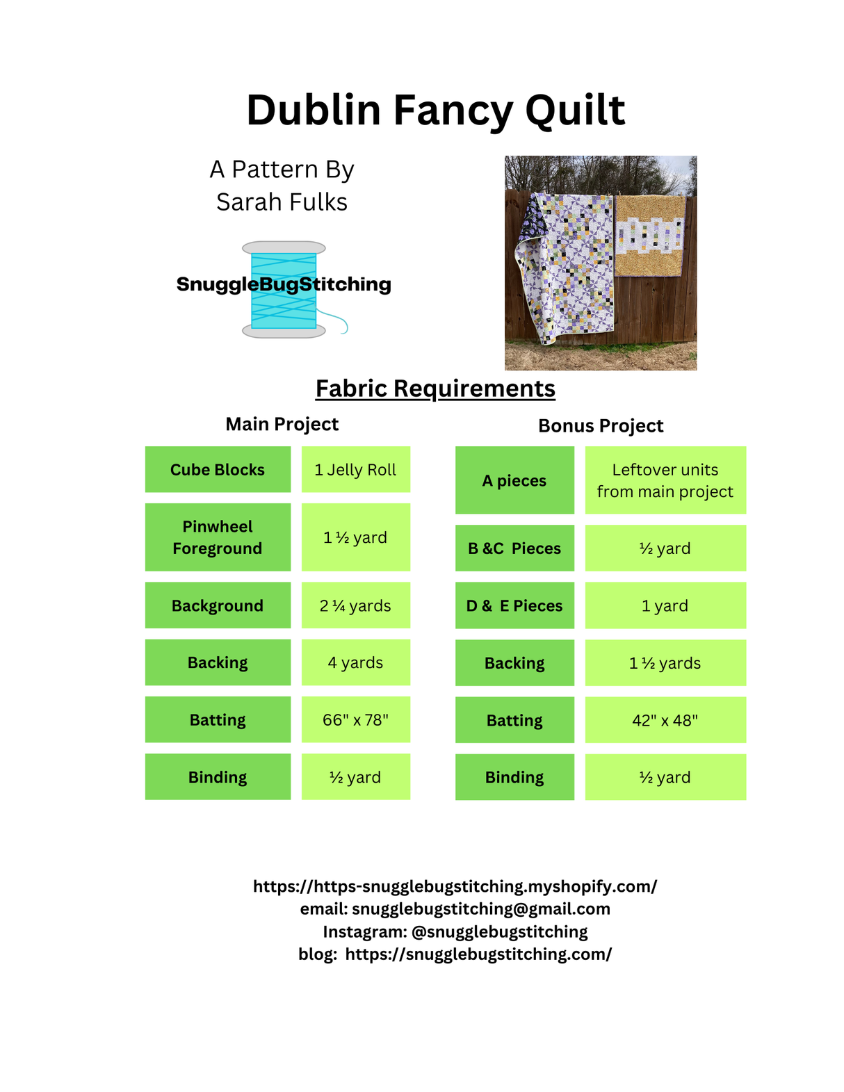 Back of the Dublin Fancy Downloadable Pattern by Snuggle Bug Stitching