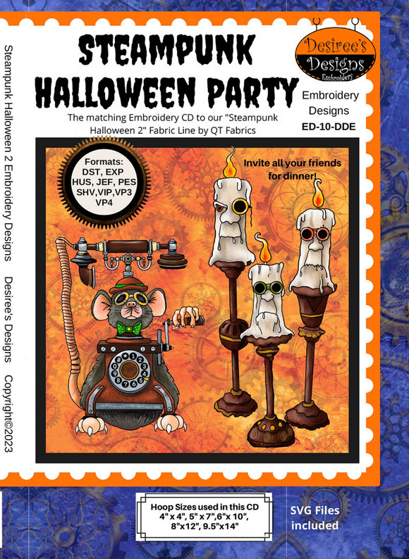 Steampunk Halloween Party Embroidery Pattern by Desirees Designs