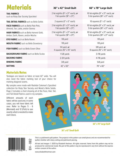 Back of the Mermaids Quilt Pattern by Elizabeth Hartman