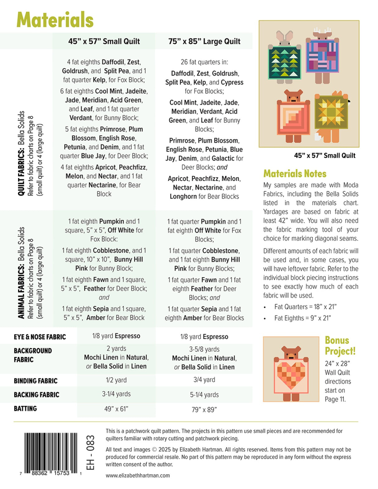 Back of the Show and Tell Quilt Pattern by Elizabeth Hartman