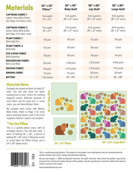 Back of the Capybara Club Quilt Pattern by Elizabeth Hartman