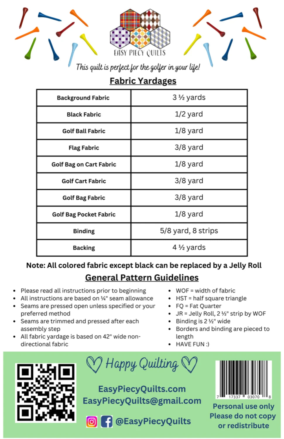 Back of the Poppy Quilt Pattern by Easy Piecy Quilts LLC