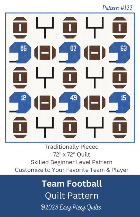 Team Football Quilt by Easy Piecy Quilts LLC