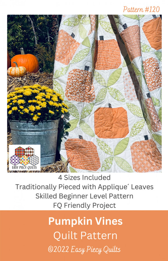 Pumpkin Vines Quilt Pattern by Easy Piecy Quilts LLC