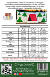 Back of the Woodland Camping Adventure Quilt Pattern by Easy Piecy Quilts LLC