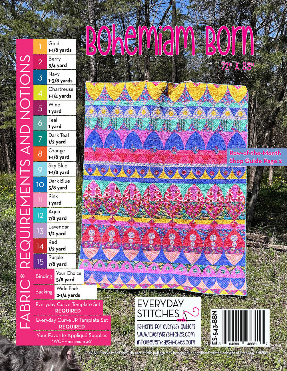 Back of the Bohemian Born Quilt Pattern by Everyday Stitches