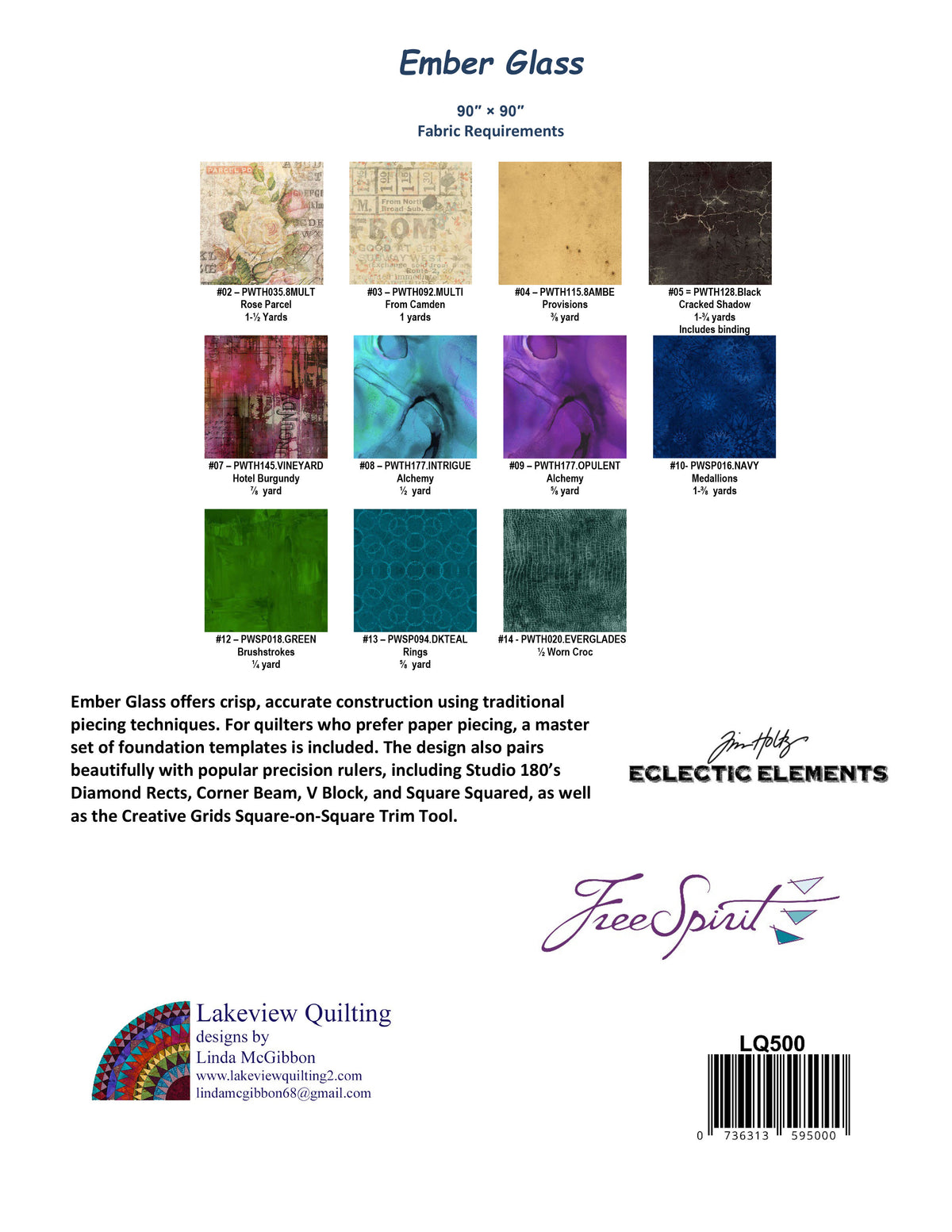 Back of the Ember Glass Downloadable Pattern by Lakeview Quilting