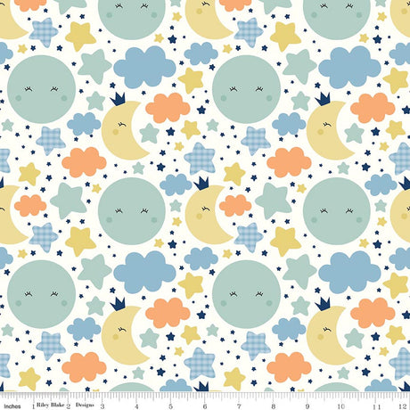 Love You to the Moon Nighttime Multi Quilt Fabric by Echo Park