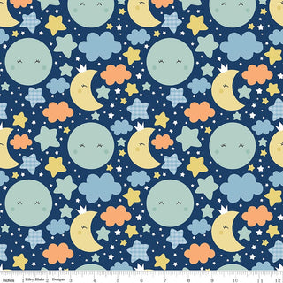 Love You to the Moon Nighttime Navy Quilt Fabric