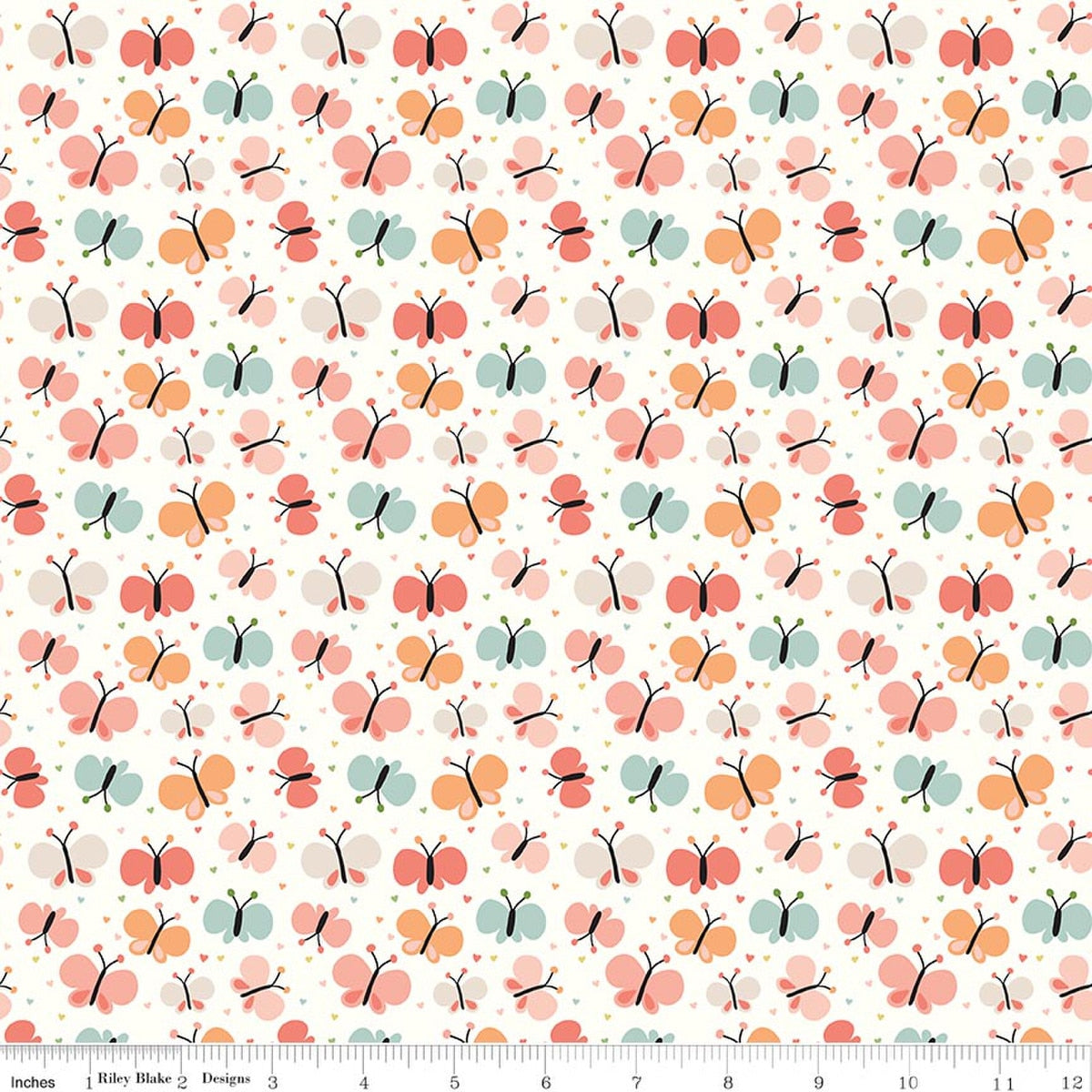 Love You to the Moon Butterflies White Quilt Fabric by Echo Park