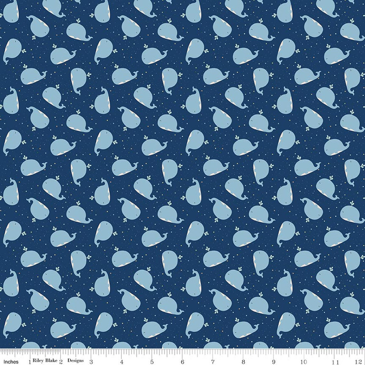 Love You to the Moon Whales Navy Quilt Fabric by Echo Park