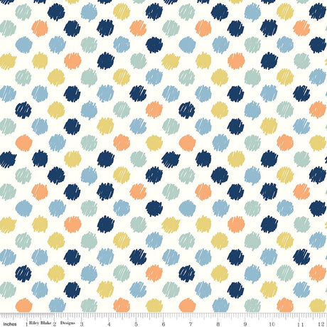Love You to the Moon Dots Multi Quilt Fabric by Echo Park