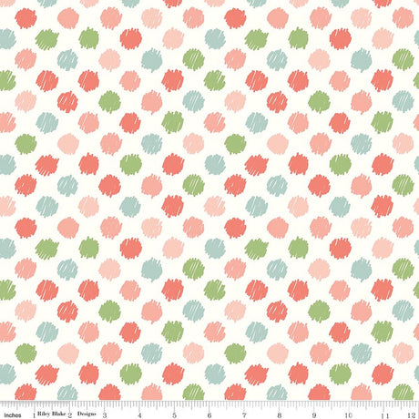 Love You to the Moon Dots White Quilt Fabric by Echo Park