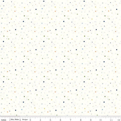 Love You to the Moon Stars Multi Quilt Fabric by Echo Park