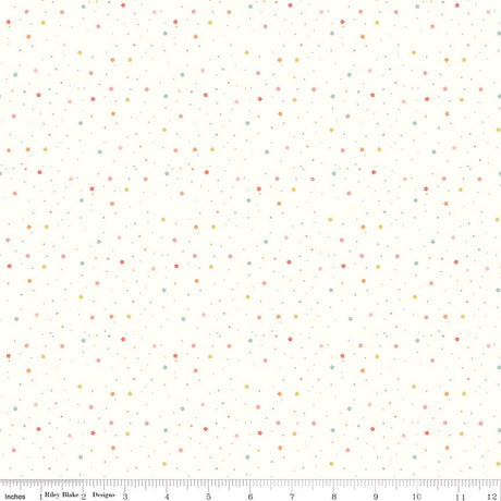 Love You to the Moon Stars White Quilt Fabric by Echo Park