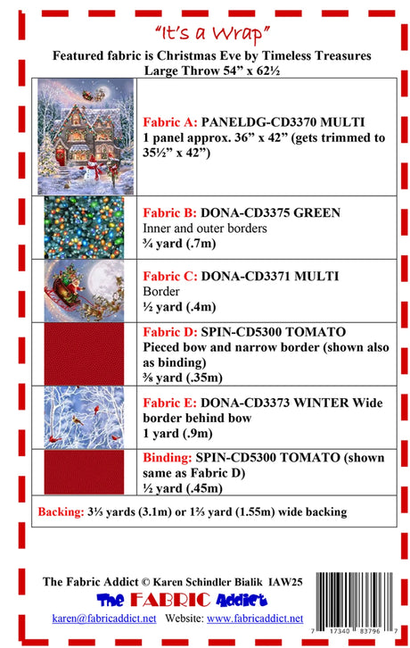 Back of the It's a Wrap Quilt Pattern by Fabric Addict