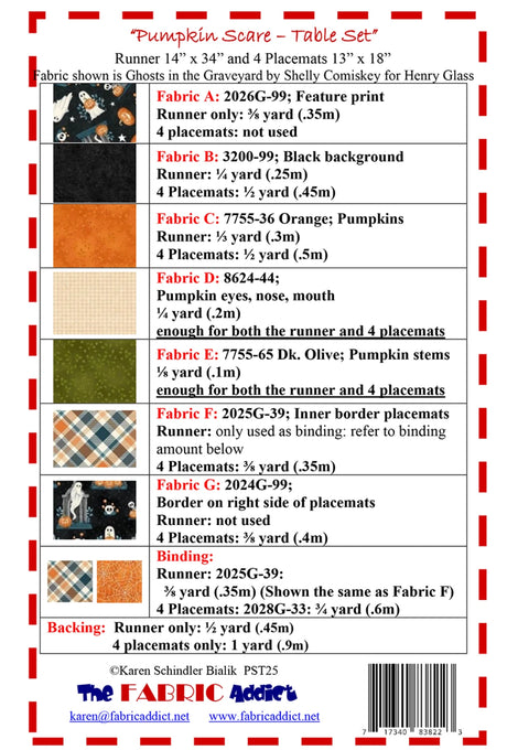 Back of the Pumpkin Scare - Table Set Pattern by Fabric Addict