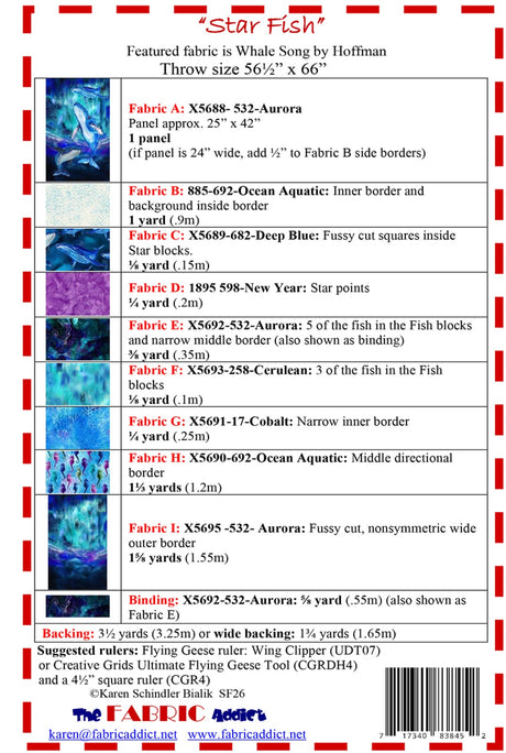 Back of the Star Fish Quilt Pattern by Fabric Addict