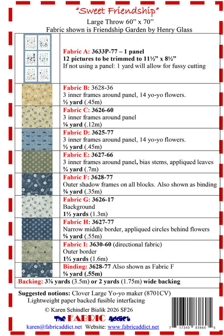 Back of the Sweet Friendship Quilt Pattern by Fabric Addict