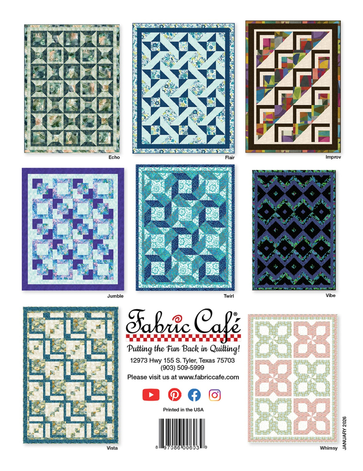 Back of the Make It Scrappy With 3-Yard Quilts by Fabric Cafe
