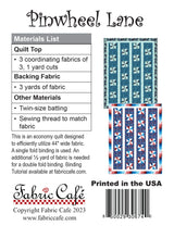 Back of the Pinwheel Lane Quilt Pattern by Fabric Cafe