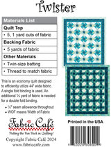 Back of the Twister 5-Yard Quilt Pattern by Fabric Cafe