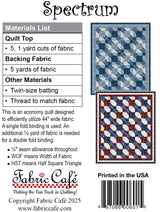 Back of the Spectrum 5-Yard Quilt Pattern by Fabric Cafe