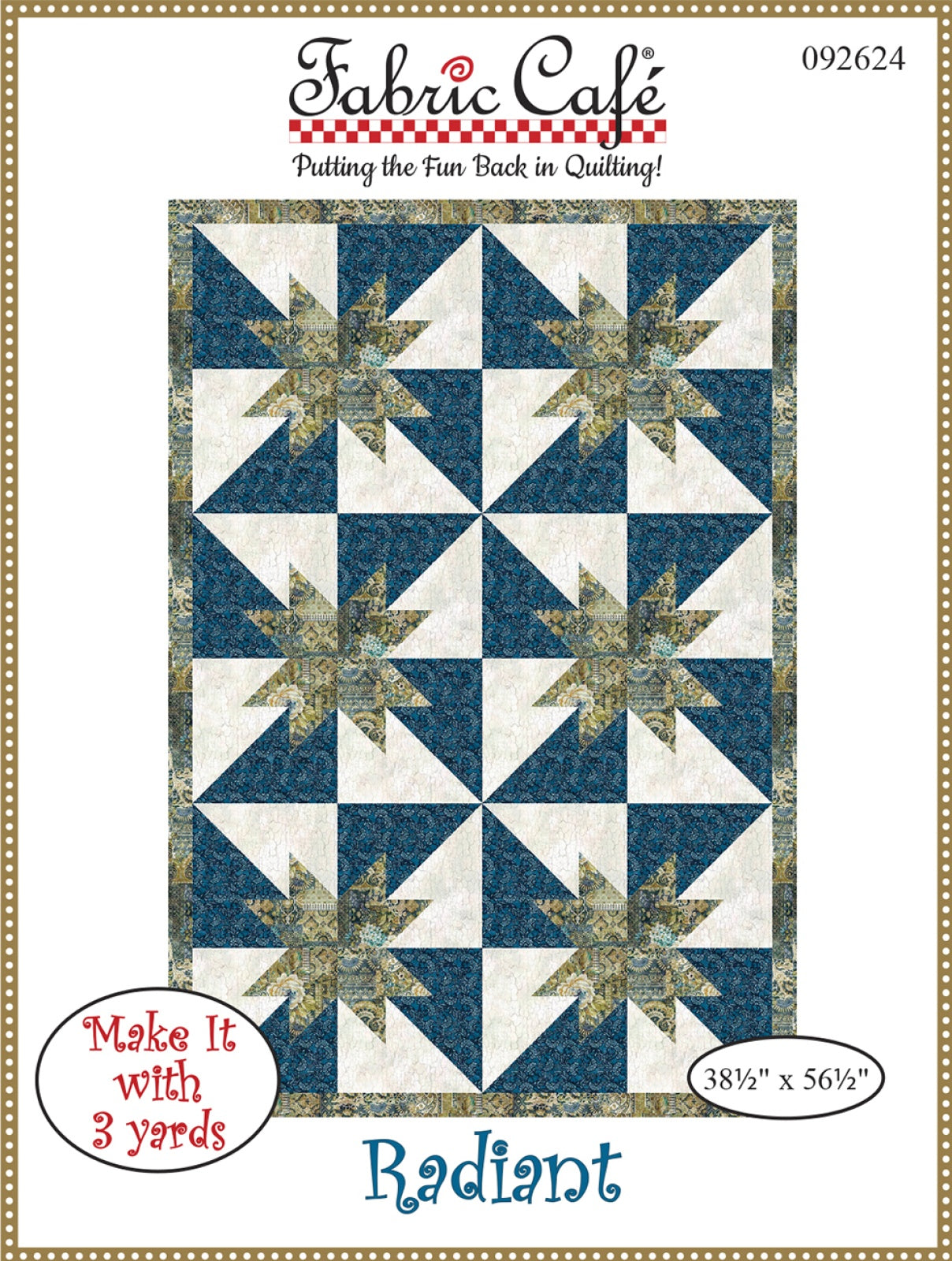 Radiant Individual 3-Yard Pattern Quilt Pattern by Fabric Cafe