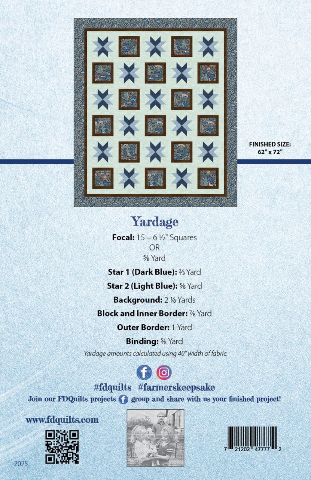 Back of the Farmer's Keepsake Quilt Pattern by Farmer's Daughters