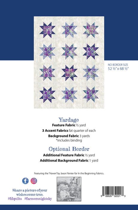 Back of the Farmer's Night Sky Quilt Pattern by Farmer's Daughters