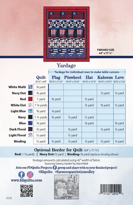 Back of the Farmer's Patriotic Medley Quilt Pattern by Farmer's Daughters