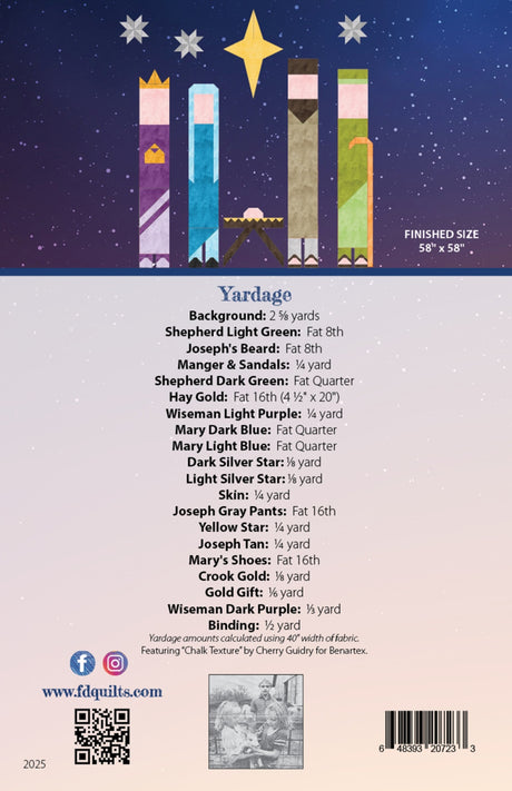 Back of the Farmer's Skinny Nativity Quilt Pattern by Farmer's Daughters