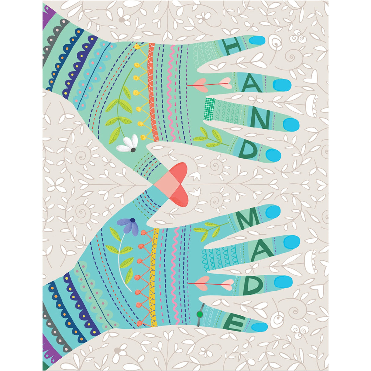 Notecard-Handmade Hands Quilt Pattern by Fish Museum