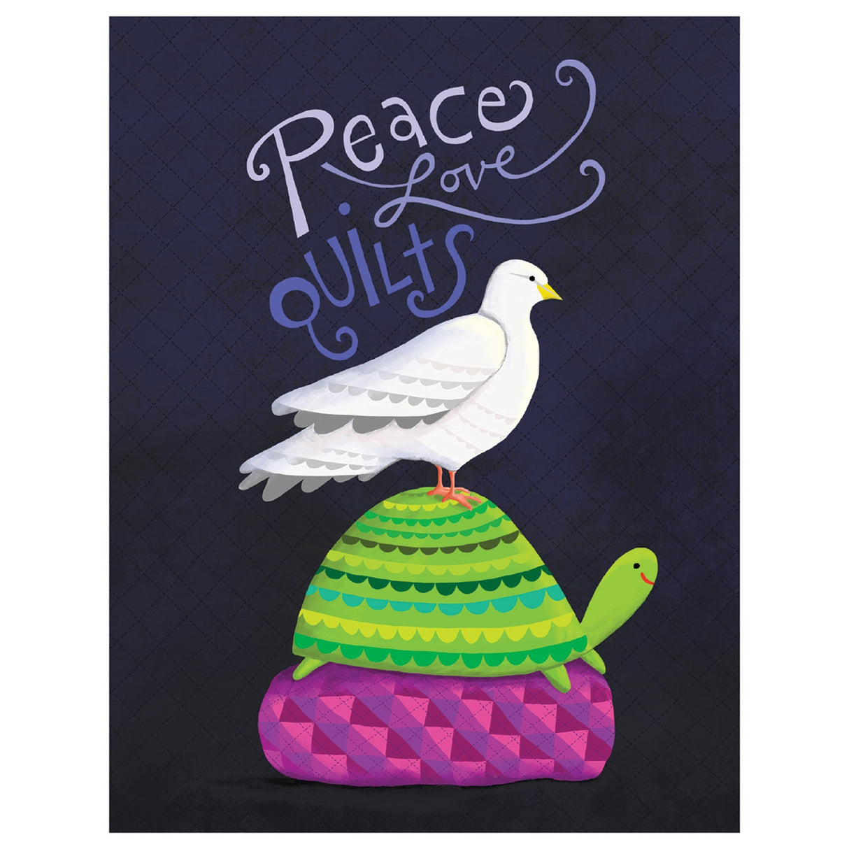 Notecard Peace Love Quilts by Fish Museum